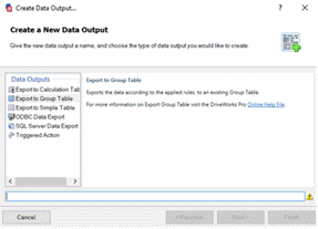 An example of a Export to Group Table Export