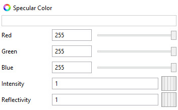 Image showing the Specular Color user interface in a 3D Document