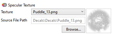 Image showing the Specular Texture user interface in a 3D Document