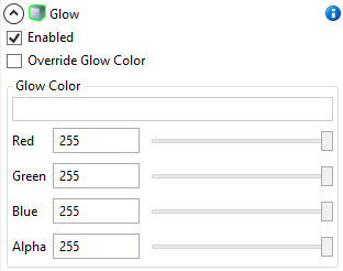 Properties displayed for a Glow entity