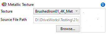 Image showing the Metallic Texture user interface in a 3D Document