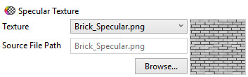 Image showing the Specular Texture user interface in a 3D Document