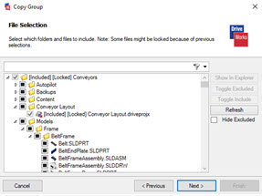 This shows the files that have been selected to be included in the created Drive Package.