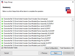This shows the summary page detailing the process of creating the Drive Package.