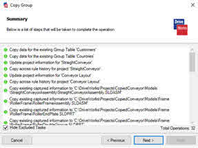 This shows the summary page detailing the process of creating the Drive Package.