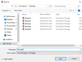 File Explorer where to determine the location and the name of the file to create.