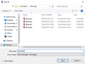 File Explorer where to determine the location and the name of the file to create.