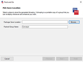 Pick save location Wizard Window with a Browse button.