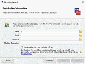 Filling out information for that machine that you are registaring.