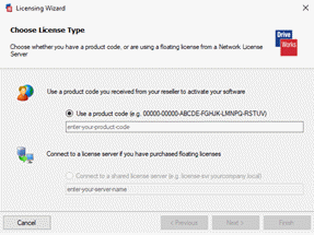 Shows the add License window where you add the floating license.