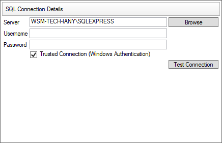 Pro Server SQL Server Window Dialog